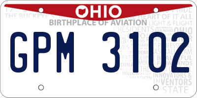 OH license plate GPM3102