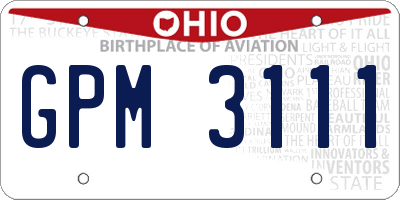 OH license plate GPM3111