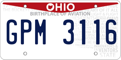 OH license plate GPM3116