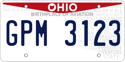 OH license plate GPM3123