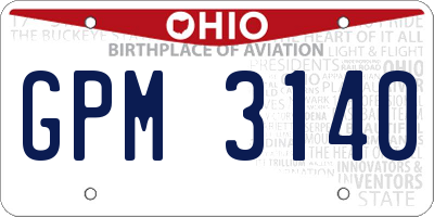 OH license plate GPM3140