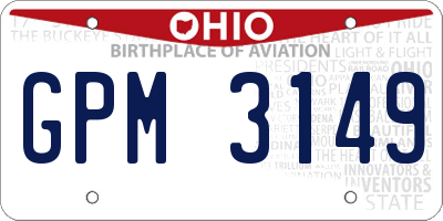 OH license plate GPM3149