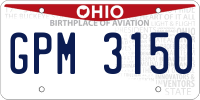 OH license plate GPM3150