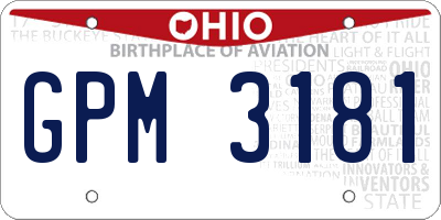 OH license plate GPM3181