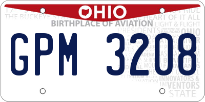 OH license plate GPM3208
