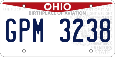 OH license plate GPM3238