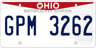 OH license plate GPM3262