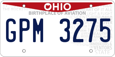 OH license plate GPM3275
