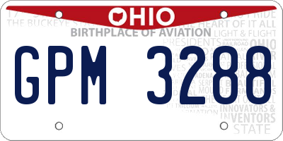 OH license plate GPM3288