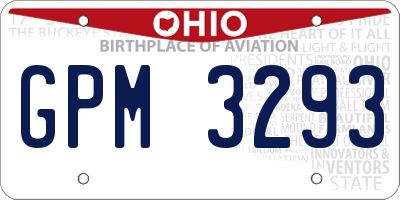 OH license plate GPM3293