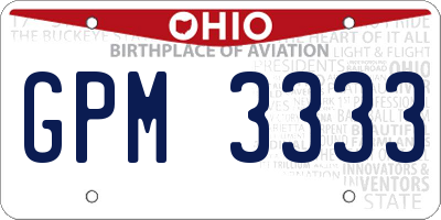 OH license plate GPM3333