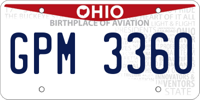 OH license plate GPM3360