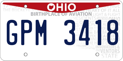 OH license plate GPM3418