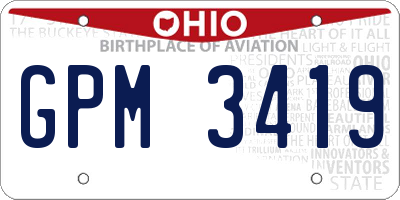 OH license plate GPM3419