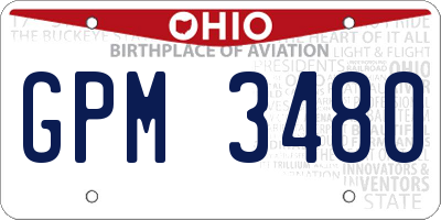 OH license plate GPM3480