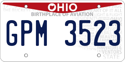 OH license plate GPM3523