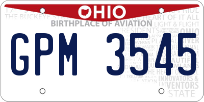 OH license plate GPM3545