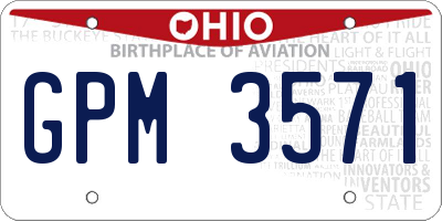 OH license plate GPM3571