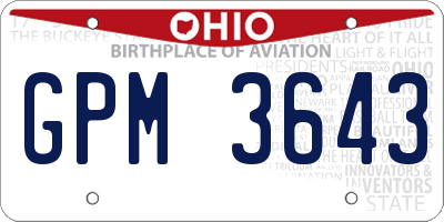 OH license plate GPM3643