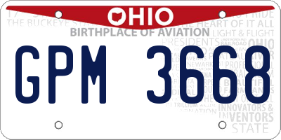 OH license plate GPM3668