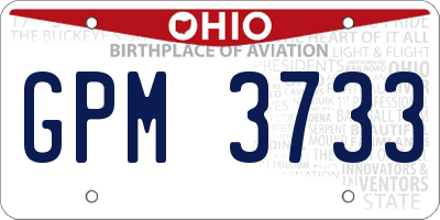 OH license plate GPM3733