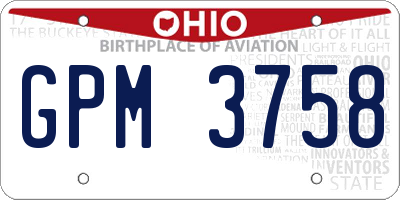 OH license plate GPM3758
