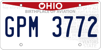 OH license plate GPM3772