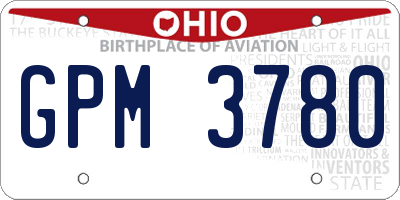 OH license plate GPM3780