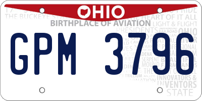 OH license plate GPM3796