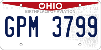 OH license plate GPM3799