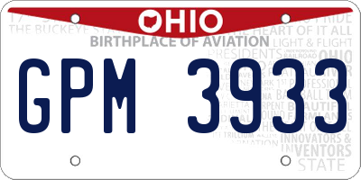 OH license plate GPM3933