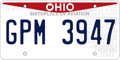 OH license plate GPM3947