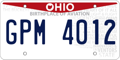 OH license plate GPM4012