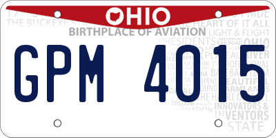 OH license plate GPM4015