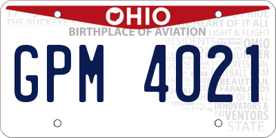 OH license plate GPM4021
