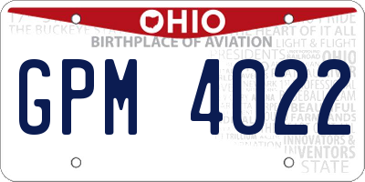 OH license plate GPM4022