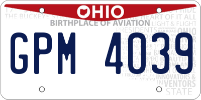 OH license plate GPM4039