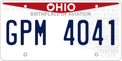 OH license plate GPM4041