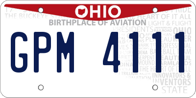 OH license plate GPM4111