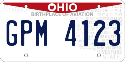 OH license plate GPM4123