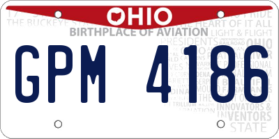 OH license plate GPM4186