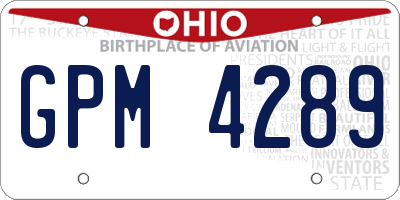 OH license plate GPM4289