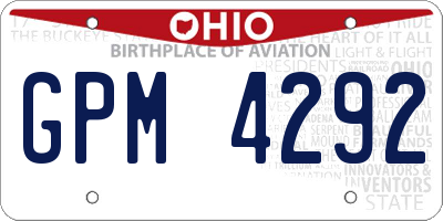 OH license plate GPM4292