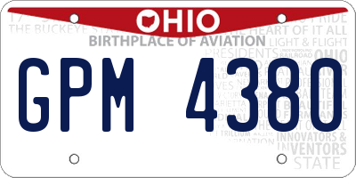 OH license plate GPM4380