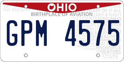 OH license plate GPM4575
