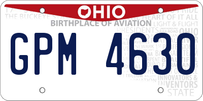 OH license plate GPM4630