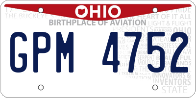 OH license plate GPM4752