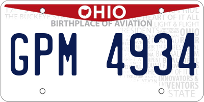 OH license plate GPM4934