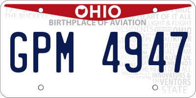 OH license plate GPM4947