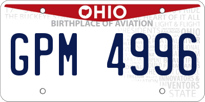 OH license plate GPM4996